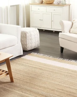 Cheap Beliani Matto Juutti Beige/Pastellipinkki 160 X 230 Cm Mirza