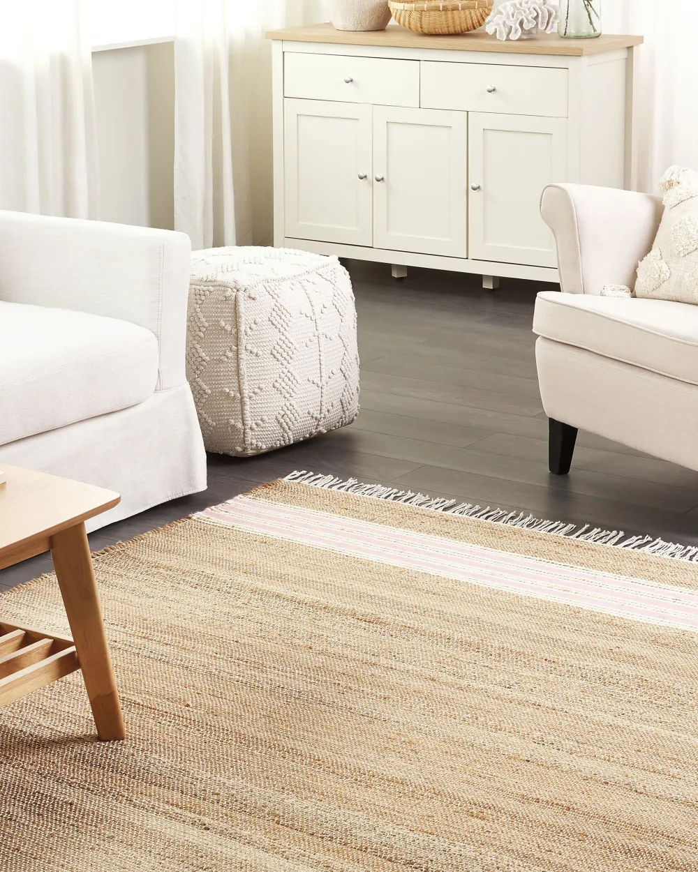 Cheap Beliani Matto Juutti Beige/Pastellipinkki 160 X 230 Cm Mirza