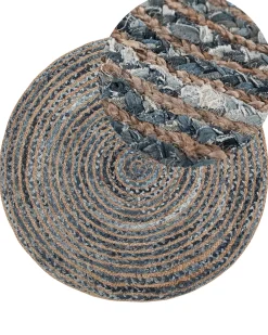 Matot<Beliani Matto Juutti Sininen/Beige 120 Cm Maslak