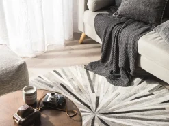 Clearance Beliani Matto Lehmannahka Harmaa 140 Cm Simav