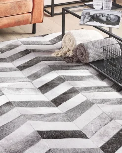 Clearance Beliani Matto Lehmannahka Harmaa 140 X 200 Cm Aksaz