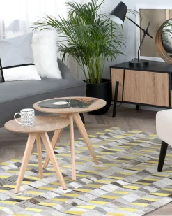 Matot<Beliani Matto Lehmannahka Harmaa/Keltainen 160 X 230 Cm Beloren