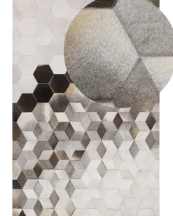 Matot<Beliani Matto Lehmannahka Harmaa/Valkoinen 160 X 230 Cm Sason