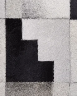 Matot<Beliani Matto Lehmannahka Musta/Harmaa 160 X 230 Cm Efirli