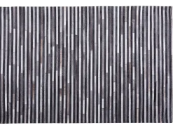 Store Beliani Matto Lehmannahka Musta/Harmaa 140 X 200 Cm Atalar