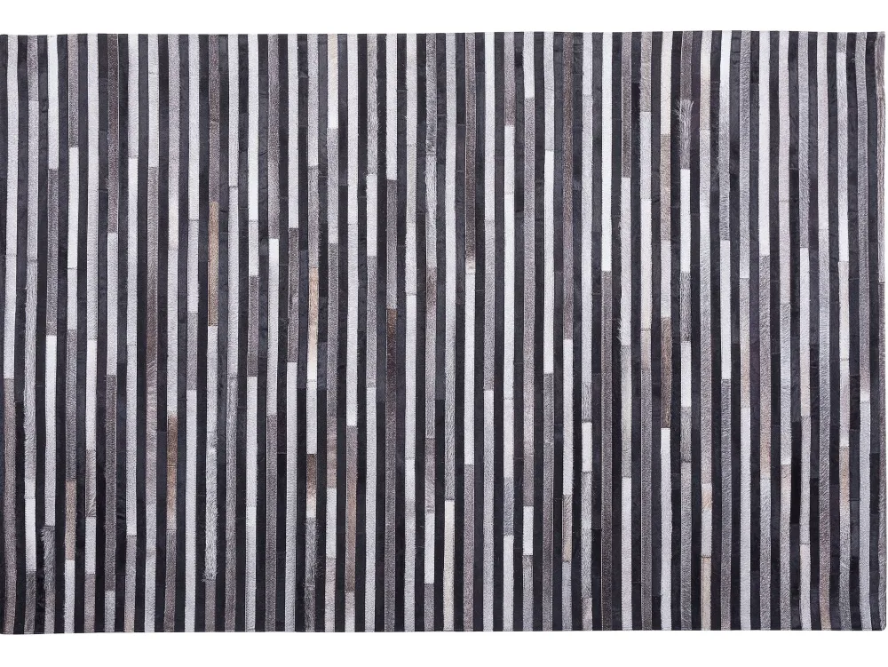 Store Beliani Matto Lehmannahka Musta/Harmaa 140 X 200 Cm Atalar