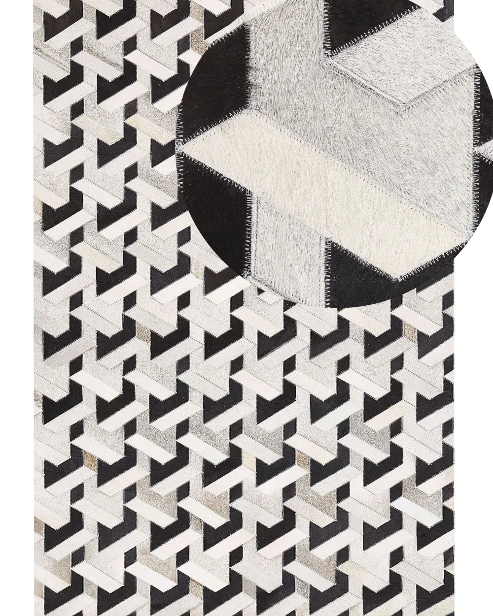 Matot<Beliani Matto Lehmannahka Musta/Harmaa 160 X 230 Cm Narman