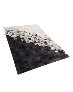 Outlet Beliani Matto Lehmannahka Musta/Valkoinen 160 X 230 Cm Kemah