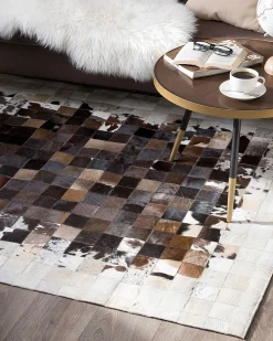 Store Beliani Matto Lehmannahka Ruskea/Beige 160 X 230 Cm Okculu