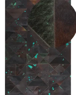 Best Sale Beliani Matto Lehmannahka Ruskea/Turkoosi 160 X 230 Cm Atalan