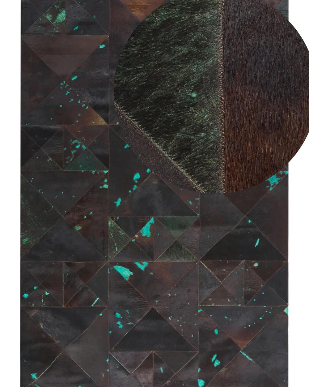 Best Sale Beliani Matto Lehmannahka Ruskea/Turkoosi 160 X 230 Cm Atalan