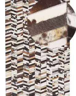 Outlet Beliani Matto Lehmannahka Ruskea/Valkoinen 160 X 230 Cm Akyele