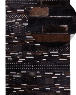 Best Sale Beliani Matto Lehmannahka Tummanruskea 160 X 230 Cm Akseki