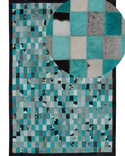 Cheap Beliani Matto Lehmannahka Turkoosi/Harmaa 160 X 230 Cm Nikfer