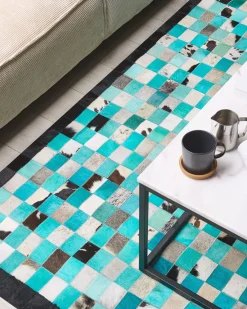 Cheap Beliani Matto Lehmannahka Turkoosi/Harmaa 160 X 230 Cm Nikfer