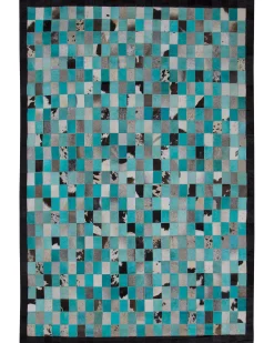 Cheap Beliani Matto Lehmannahka Turkoosi/Harmaa 160 X 230 Cm Nikfer