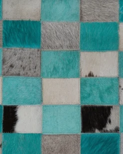 Cheap Beliani Matto Lehmannahka Turkoosi/Harmaa 160 X 230 Cm Nikfer