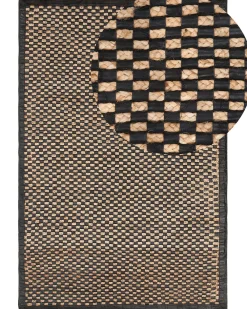 Matot<Beliani Matto Nahka Musta/Beige 140 X 200 Cm Gerce