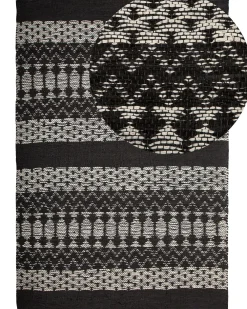 New Beliani Matto Nahka Musta/Beige 140 X 200 Cm Sokun