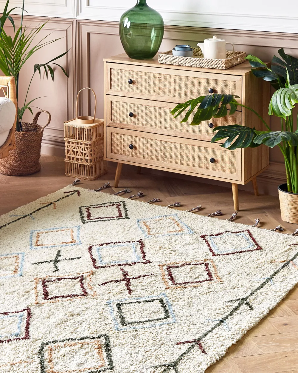 Online Beliani Matto Puuvilla Beige 160 X 230 Cm Corum