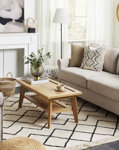 Matot<Beliani Matto Puuvilla Beige/Musta 160 X 230 Cm Eldes