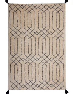 Outlet Beliani Matto Puuvilla Beige/Musta 160 X 230 Cm Maltepe