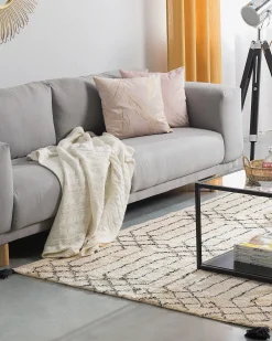 Outlet Beliani Matto Puuvilla Beige/Musta 160 X 230 Cm Maltepe