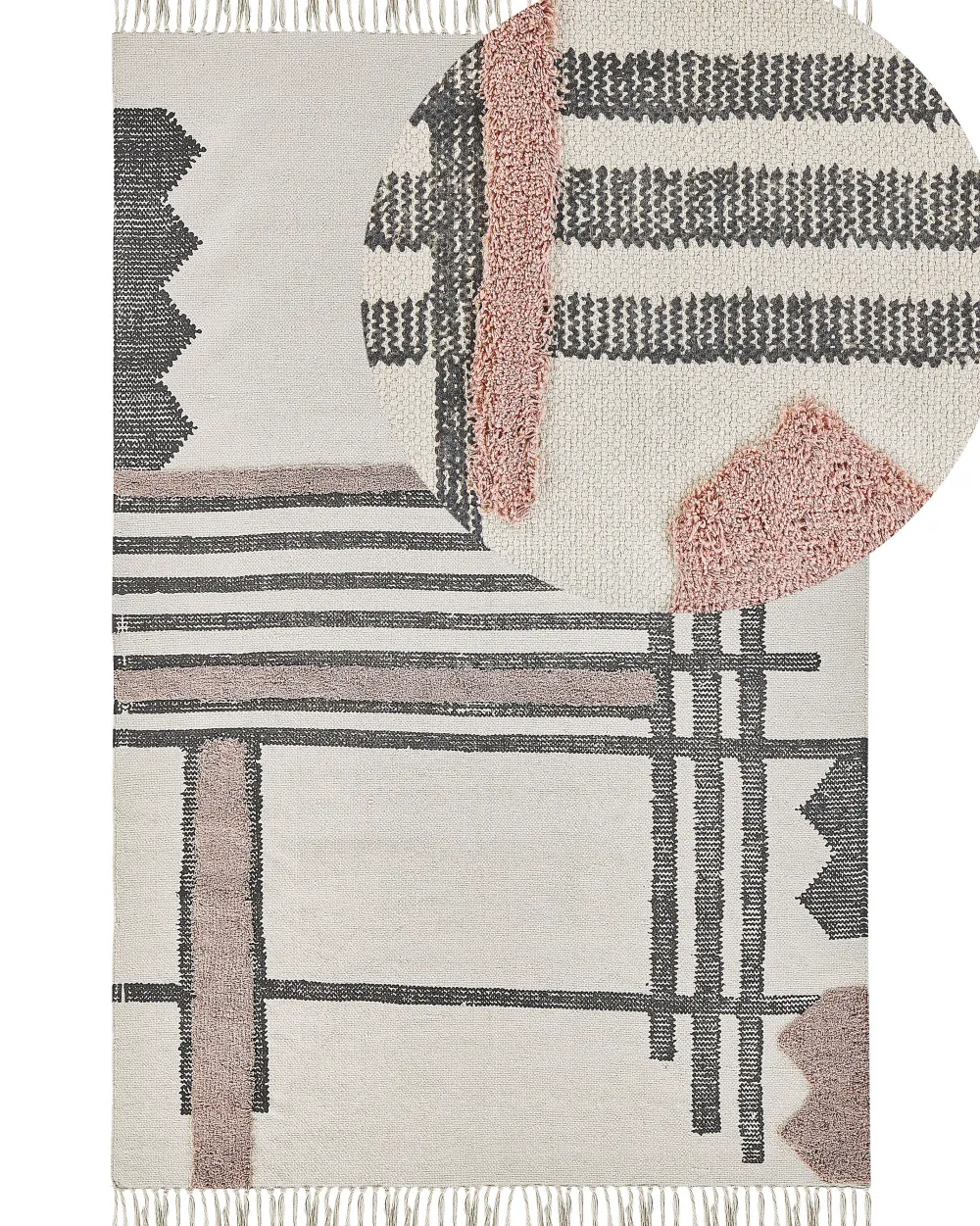 Best Sale Beliani Matto Puuvilla Beige/Musta 160 X 230 Cm Muradiye