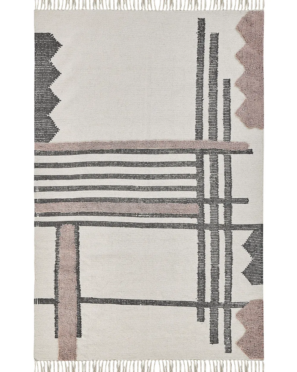 Best Sale Beliani Matto Puuvilla Beige/Musta 160 X 230 Cm Muradiye