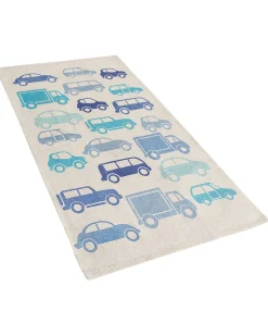 Sale Beliani Matto Puuvilla Beige/Sininen 60 X 90 Cm Maduraj