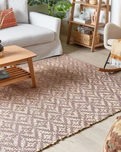 Matot<Beliani Matto Puuvilla Beige/Vaaleanpunainen 160 X 230 Cm Gerze