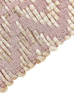 Matot<Beliani Matto Puuvilla Beige/Vaaleanpunainen 160 X 230 Cm Gerze