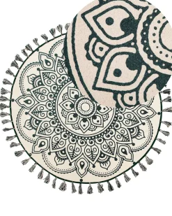 Best Sale Beliani Matto Puuvilla Kermanvalkoinen/Vihrea O 120 Cm Irice