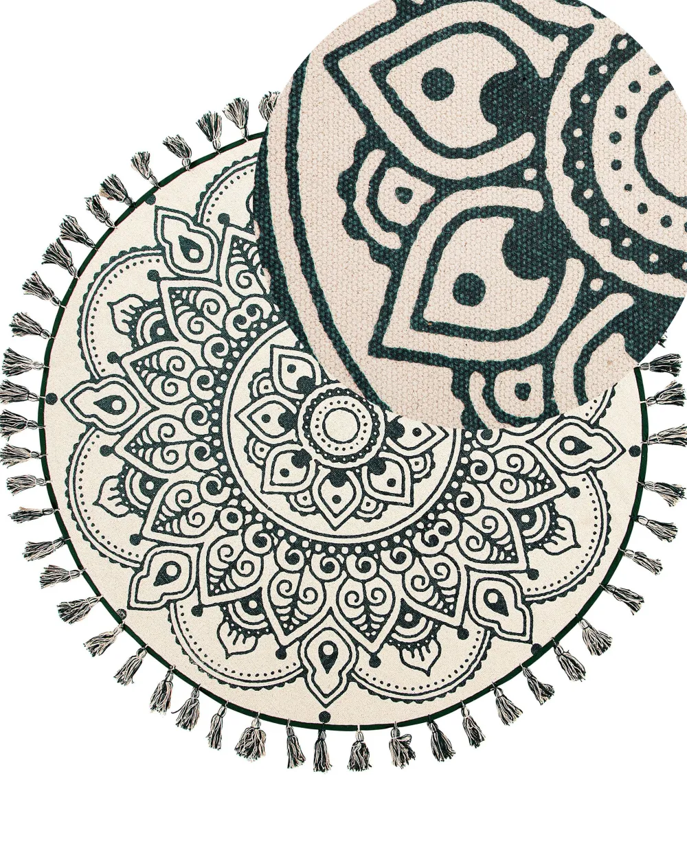 Best Sale Beliani Matto Puuvilla Kermanvalkoinen/Vihrea O 120 Cm Irice