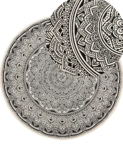 Online Beliani Matto Puuvilla Kermanvalkoinen/Musta O 120 Cm Hizan