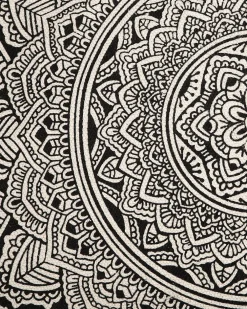 Online Beliani Matto Puuvilla Kermanvalkoinen/Musta O 120 Cm Hizan