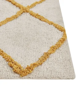 Matot<Beliani Matto Puuvilla Luonnonvalkoinen/Keltainen 160 X 230 Cm Beyler