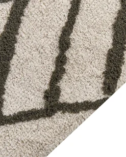Fashion Beliani Matto Puuvilla Luonnonvalkoinen/Tummanvihrea 160 X 230 Cm Yesilkoy