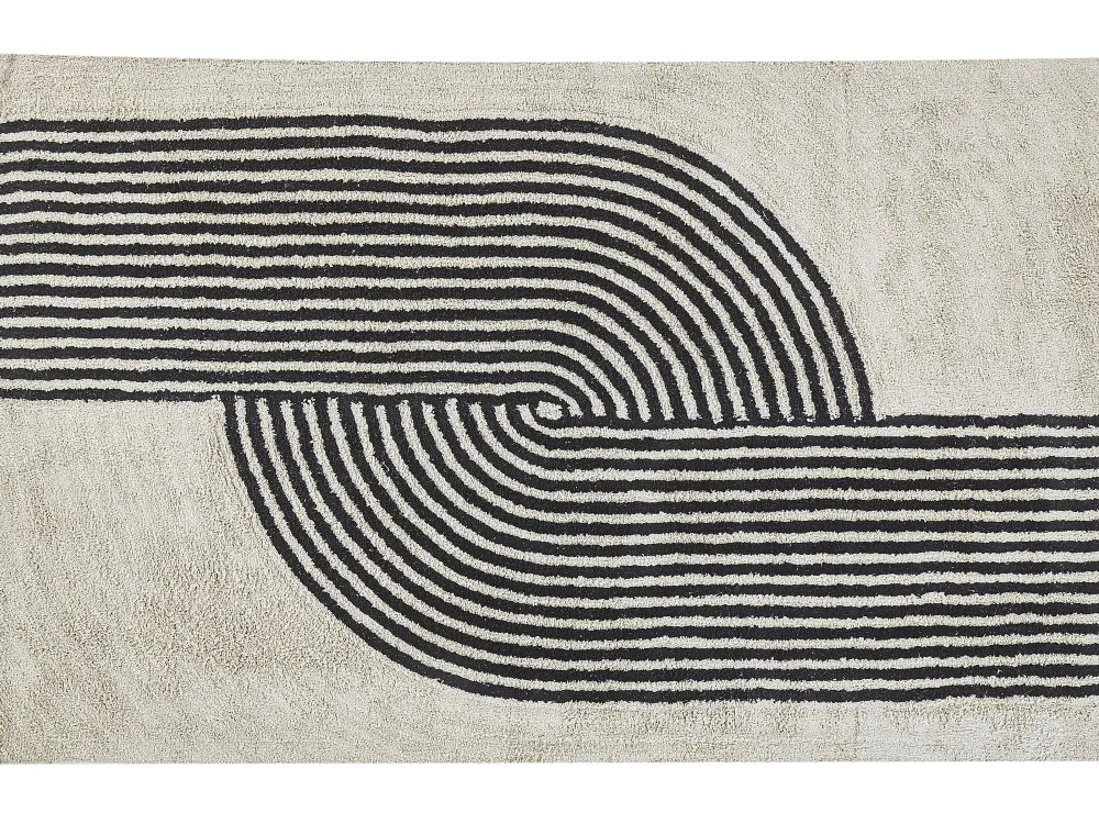 Matot<Beliani Matto Puuvilla Musta/Valkoinen 140 X 200 Cm Bareli