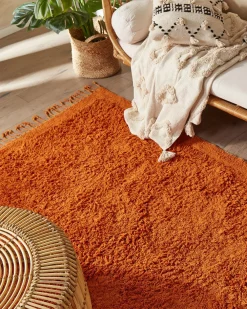 Shop Beliani Matto Puuvilla Oranssi 140 X 200 Cm Bitlis