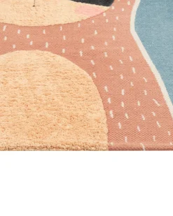 Fashion Beliani Matto Puuvilla Sininen/Oranssi 80 X 150 Cm Isak