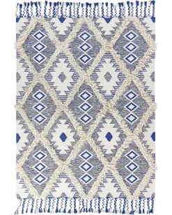 Matot<Beliani Matto Puuvilla Vaalea Beige/Sininen 140 X 200 Cm Manavgat