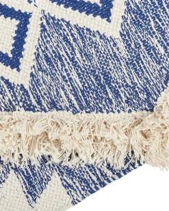 Matot<Beliani Matto Puuvilla Vaalea Beige/Sininen 140 X 200 Cm Manavgat