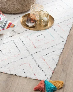 Hot Beliani Matto Puuvilla Valkoinen 80 X 150 Cm Kartal