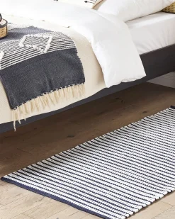 Best Sale Beliani Matto Puuvilla Valkoinen/Laivastonsininen 80 X 150 Cm Sofulu