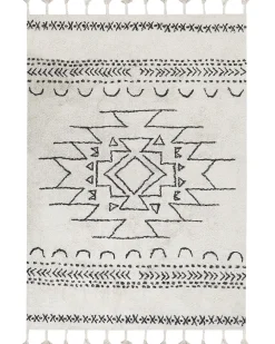 Matot<Beliani Matto Puuvilla Valkoinen/Musta 160 X 230 Cm Khouribga