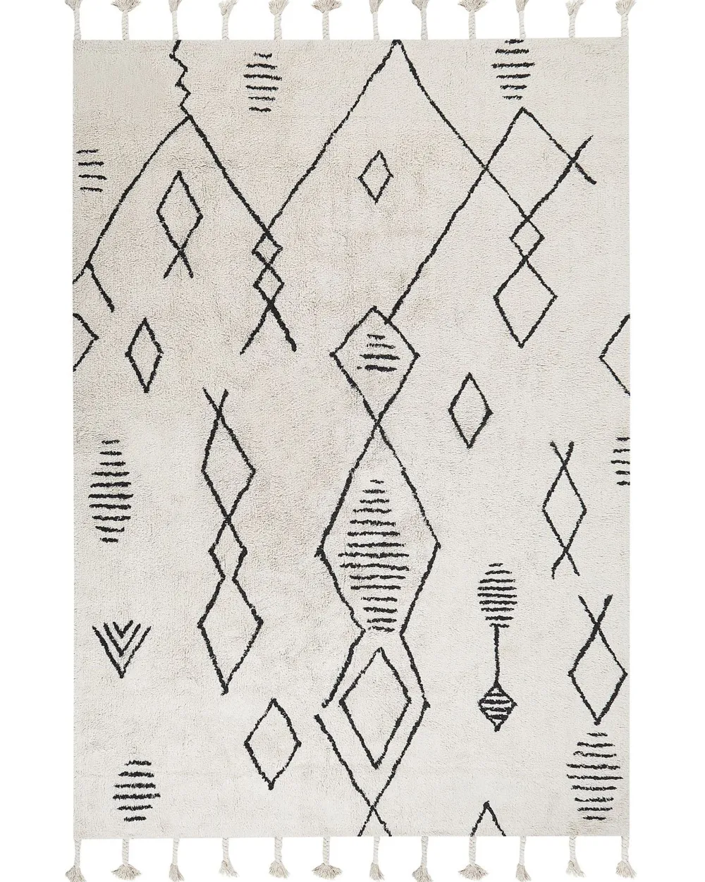 Best Sale Beliani Matto Puuvilla Valkoinen/Musta 160 X 230 Cm Kebir