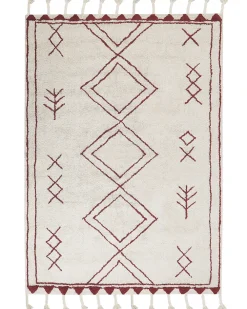 New Beliani Matto Puuvilla Valkoinen/Punainen 160 X 230 Cm Kenitra