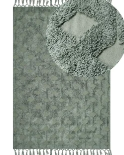 Matot<Beliani Matto Puuvilla Vihrea 160 X 230 Cm Kars