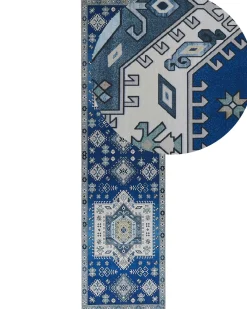 Matot<Beliani Matto Sininen/Beige 80 X 300 Cm Parvakadli